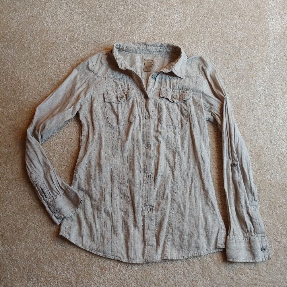 Ruff Hewn neutral color button down collared shirt